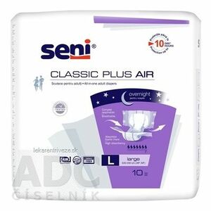 Seni CLASSIC PLUS AIR Large L plienkové nohavičky (obvod pása 100-150 cm, savosť 3100 ml) 1x10 ks vyobraziť