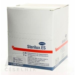 STERILUX ES kompres sterilný so založenými okrajmi 17 vlákien 8 vrstiev (7, 5cmx7, 5cm) 25x2 (50 ks) vyobraziť