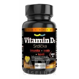 Vitamín D3 Srdiečka 1000 IU SALUTEM cmúľacie tablety s pomarančovou príchuťou 1x60 ks vyobraziť