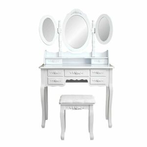 Toaletný stolík s taburetkou- Milano, biely vyobraziť