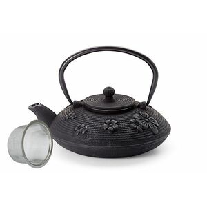 Liatinová čajová kanvica so sitkom 750 ml - čierny dekor vyobraziť