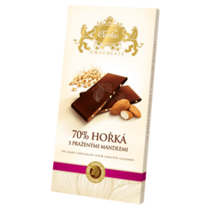 CARLA Horká čokoláda 70% s praženými mandľami 80 g vyobraziť