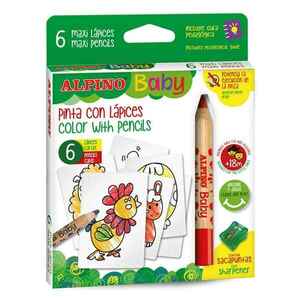 ALPINO Alpino Baby farebné detské ceruzky s omaľovánkami 6ks vyobraziť