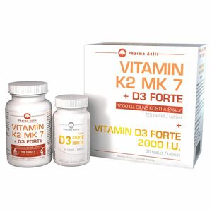 PHARMA ACTIV Vitamín K2 MK7+D3 Forte 125 tabliet + Vitamín D3 Forte 2000 I.U. 30 tabliet vyobraziť