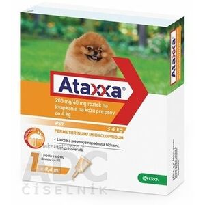 Ataxxa 200 mg/40 mg (psy do 4kg) sol 1x0, 4 ml vyobraziť