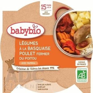 BabyBIO Zelenina s baskickým kuraťom a ryžou príkrm - menu (od ukonč. 15. mesiaca) 1x260 g vyobraziť