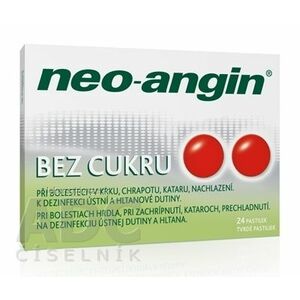 NEO-ANGIN BEZ CUKRU 1, 2 mg/0, 6 mg/5, 72 mg pastilky pas ord (blis.PVC/PVDC/Al) 1x24 ks vyobraziť