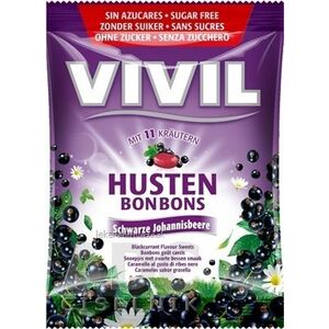 VIVIL BONBONS HUSTEN drops s príchuťou čiernych ríbezlí s 11 bylinami, bez cukru 1x60 g vyobraziť