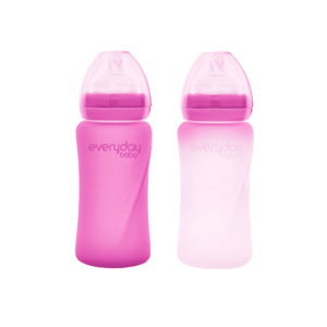 Everyday Baby sklenená fľaša s termo senzorom 240 ml, Pink vyobraziť