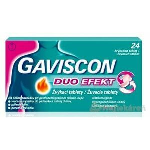 GAVISCON DUO EFEKT žuvacie tablety na liečbu príznakov súvisiacich so žalúdočnou kyselinou, tbl 24ks vyobraziť