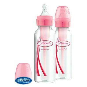 DR.BROWN'S Fľaša antikolik Options+ úzka 2x250 ml plast ružová vyobraziť
