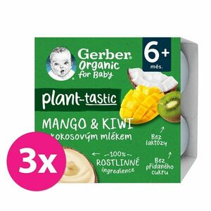 3x GERBER Organic 100% Dezert rastlinný mango a kiwi s kokosovým mliekom 4 x 90 g​ vyobraziť