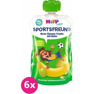 6x HiPP HiPPiS BIO Sport Hruška-Banán-Bílé hrozno-Oves 120 g – ovocný příkrm vyobraziť
