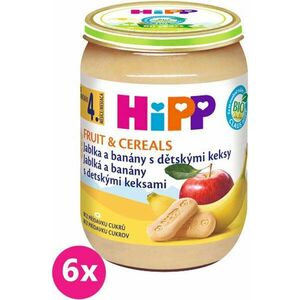 6x HiPP BIO Jablka a banány s dětskými keksy (190 g) - ovocný příkrm vyobraziť