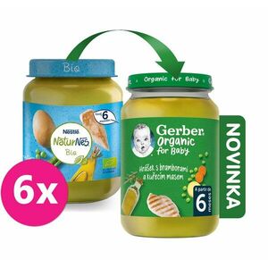 6x GERBER Organic detský príkrm hrášok so zemiakmi a kuracím mäsom 190 g​ vyobraziť