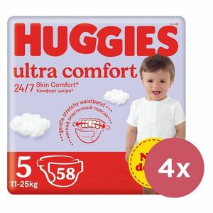 4x HUGGIES® Plienky jednorázové Ultra Comfort Mega 5 (11-25 kg) 58 ks vyobraziť