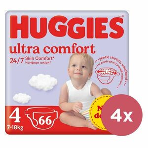 4x HUGGIES® Plienky jednorázové Ultra Comfort Mega 4 (7-18 kg) 66 ks vyobraziť