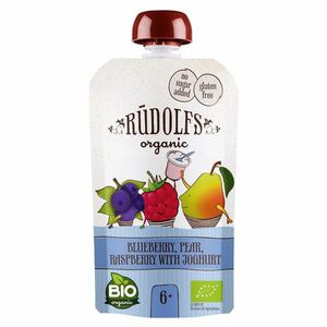 RUDOLFS Bio vrecko čučoriedka, hruška, malina s jogurtom 6m+ 110 g vyobraziť