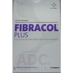 FIBRACOL PLUS kolagénový obväz s alginátom (10, 2 cm x 11, 1 cm) 1x12 ks vyobraziť