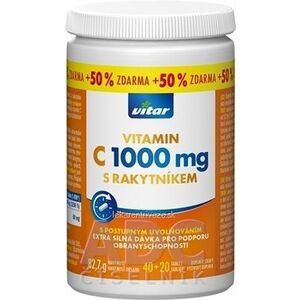 VITAR VITAMIN C 1000 mg S RAKYTNÍKOM tbl s postupným uvoľňovaním 40+20 (50% zadarmo) (60 ks) vyobraziť