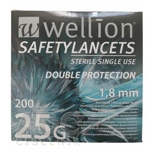 Wellion SAFETYLANCETS 25G - LANCETA bezpečnostná priemer 1, 8 mm, sterilná, jednorazová 1x200 ks vyobraziť