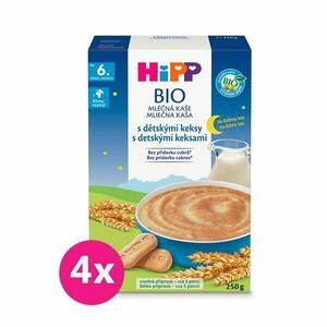 4x HiPP BIO Kaša mliečna na dobrú noc s detskými keksami od 6. mesiaca, 250 g vyobraziť