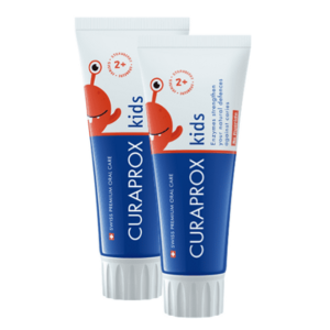 CURAPROX Kids 2+ bez fluoridu detská zubná pasta príchuť jahoda 2 x 60 ml vyobraziť