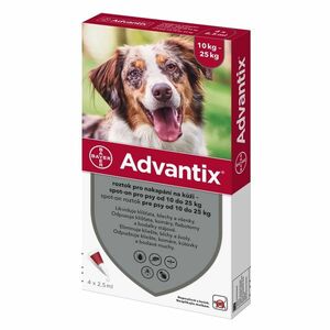 ADVANTIX Spot-on pre psov 10-25 kg 2, 5 ml 4 pipety vyobraziť