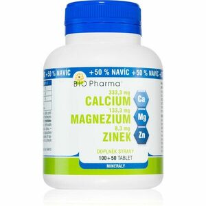 Bio Pharma Kalcium + magnesium + zinok tablety pre normálnu funkciu imunitného systému, stavu kostí a činnosť svalov 150 tbl vyobraziť