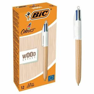BIC 4-farebné guľôčkové pero 1mm, drevený štýl vyobraziť