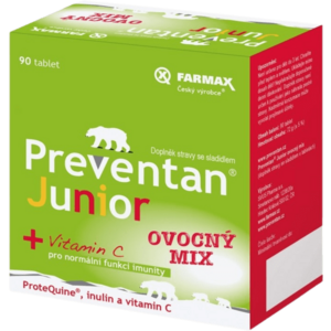 Farmax Preventan Junior + vitamín C ovocný mix 90 tabliet vyobraziť