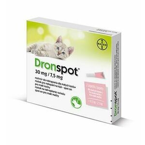 Dronspot 30 mg/7, 5 mg Spot-on pre malé mačky (≥0, 5 - 2, 5 kg) 2 x 0.35 ml vyobraziť