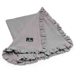T-TOMI Mušelínová deka s volánkom Grey vyobraziť