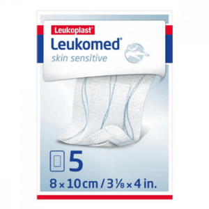 LEUKOPLAST Leukomed skin sensitive textilné krytie s vankúšikom náplasť sterilná 8 x 10 cm 5 ks vyobraziť