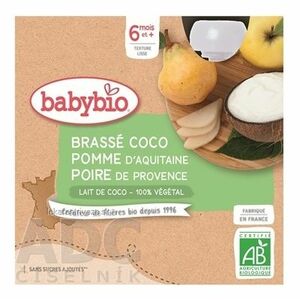 BabyBIO Brassé Kokosové mlieko jablko a hruška desiata (od ukonč. 6. mesiaca) 4x85 g (340 g) vyobraziť