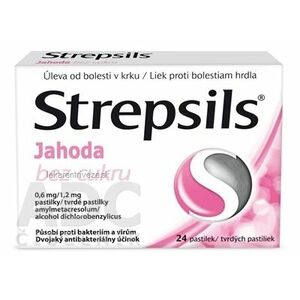 Strepsils Jahoda bez cukru pas ord 0, 6 mg/1, 2 mg 1x24 ks vyobraziť