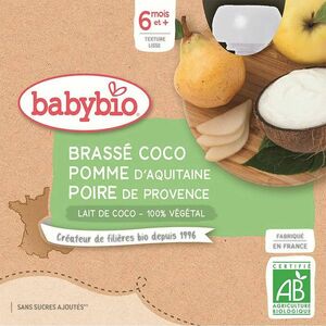 BABYBIO Desiata s kokosovým mliekom - Jablko a hruška 4 x 85 g vyobraziť
