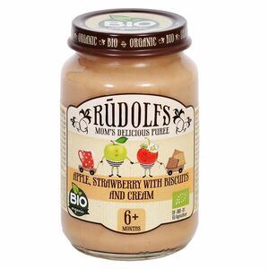 RUDOLFS Bio jablko, jahody, sušienky, smotana 6m+ 190 g vyobraziť