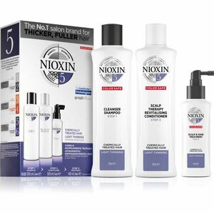 Nioxin System 5 Color Safe Chemically Treated Hair Light Thinning sada (pre mierne rednutie normálnych až silných, prírodných aj chemicky ošetrených v vyobraziť