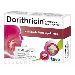 Dorithricin s príchuťou lesných plodov pas ord 0, 5 mg/1, 0 mg/1, 5 mg (blis.PVC/PCTFE/PVC/Al) 1x20 ks vyobraziť
