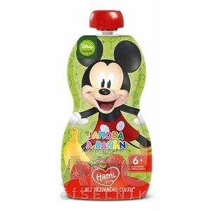 Hami Disney Mickey kapsička JAHODA A BANÁN pasterizovaný ovocno-zeleninový príkrm (od ukonč. 6. mesiaca) 1x110 g vyobraziť