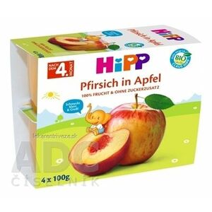 HiPP Príkrm BIO 100% Ovocie Jablká s broskyňami inov.2018 (od ukonč. 4. mesiaca) 4x100 g (400 g) vyobraziť