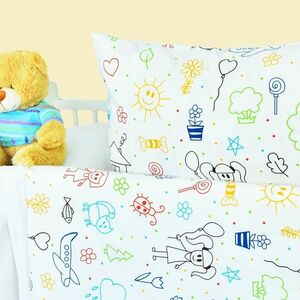 EMI posteľné obliečky detské bavlnené Happy biele vyobraziť
