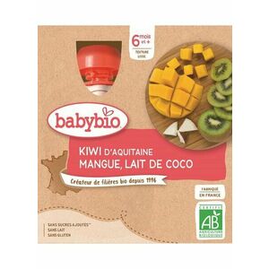 BABYBIO Pyré kiwi, mango, kokosové mlieko (4x 90 g) - ovocný príkrm vyobraziť