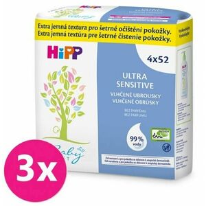 3x HiPP Babysanft Ultra sensitive vlhčené obrúsky bez parfumu (4x 52 ks) vyobraziť