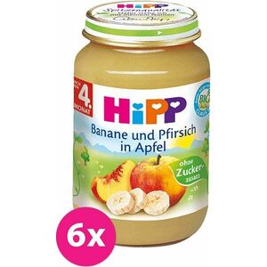 6x HiPP jablkový s banány a broskvemi (125 g) - ovocný příkrm vyobraziť