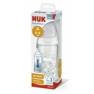 NUK FC+ Fľaša sklenená s kontrolou teploty 240 ml - biela vyobraziť