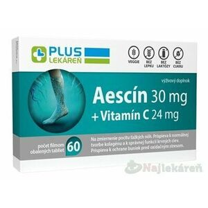 PLUS LEKÁREŇ Aescín 30 mg + Vitamín C 24 mg 60 tbl vyobraziť
