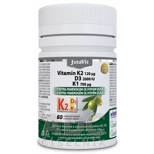 JutaVit Vitamín K2 120 µg, D3 2000 IU, K1 700 µg mäkké kapsuly 1x60 ks vyobraziť