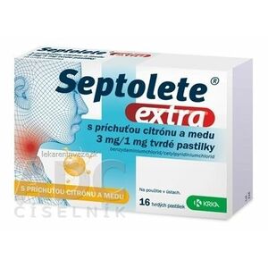 Septolete extra citrón a med pas ord 3 mg/1 mg (blis.PVC/PE/PVDC//Al) 1x16 ks vyobraziť